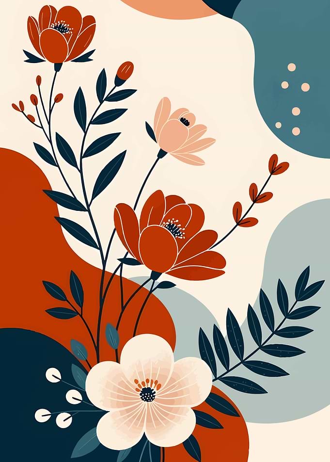 Modern Abstract Floral Botanical Illustration