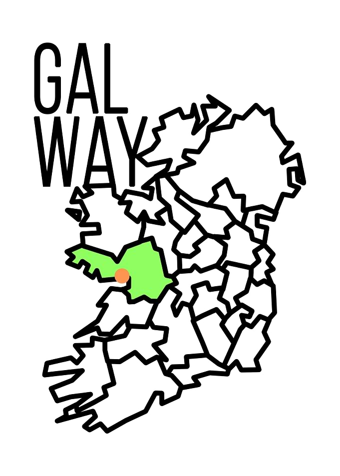 Galway Ireland Map Minimalist Poster
