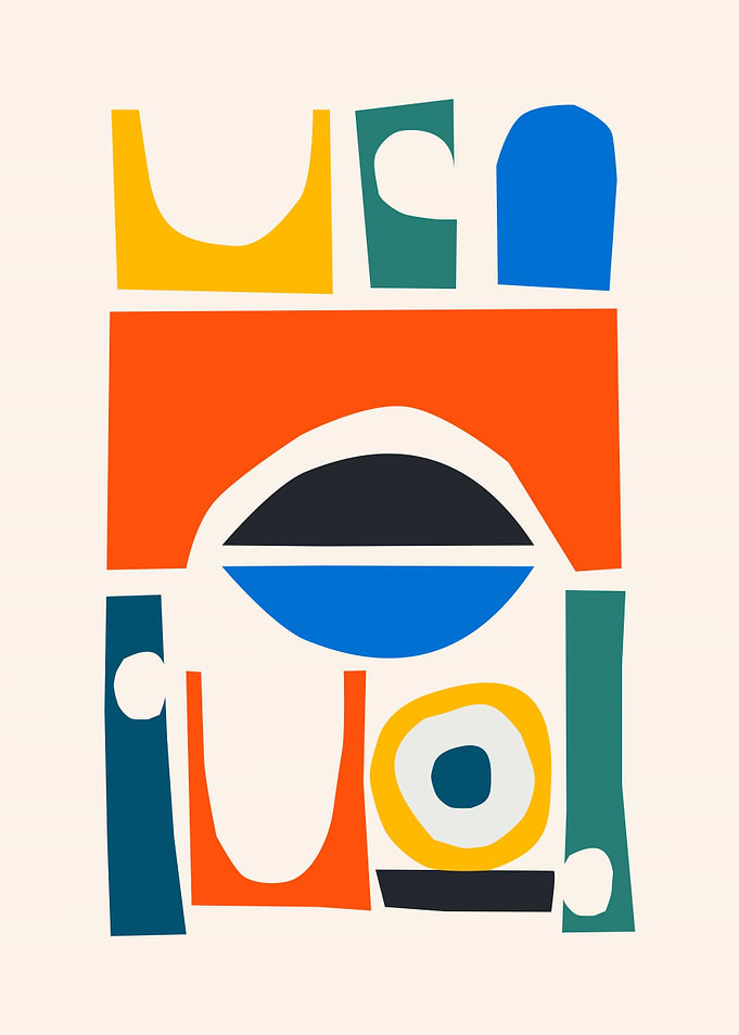 Abstract Geometric Cutout Collage Art