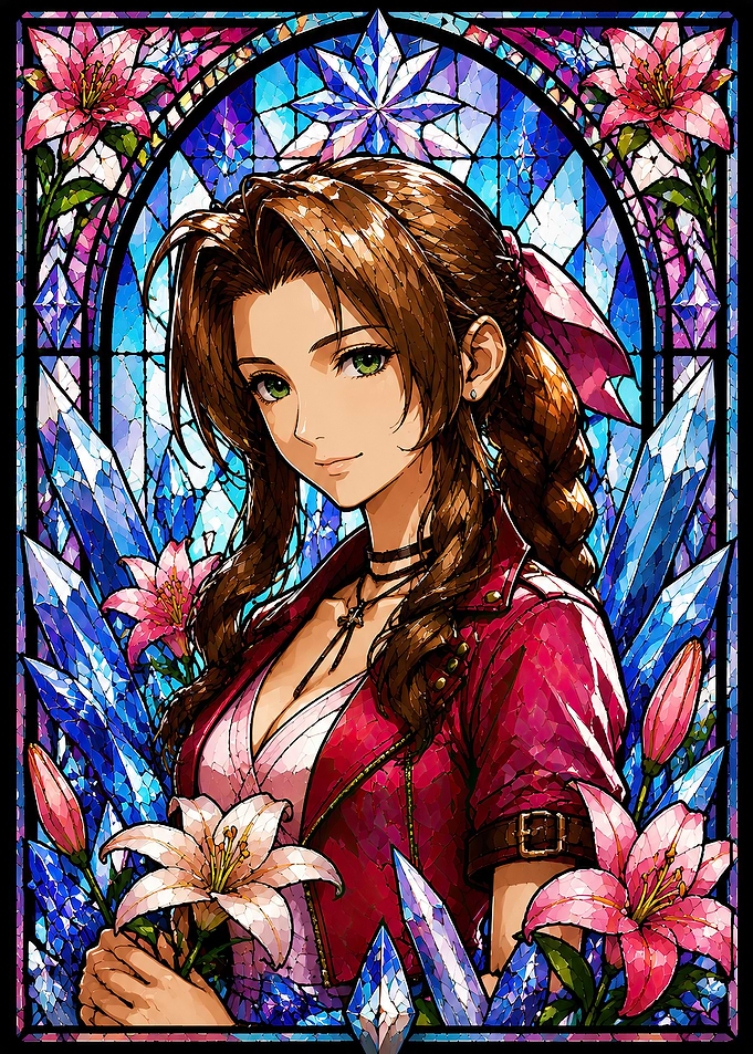 Aerith Gainsborough Stained Glass Portrait
