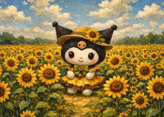 Kuromi in a Sunflower Field