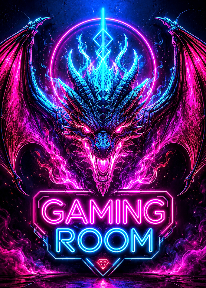 Neon Dragon Gaming Room Sign