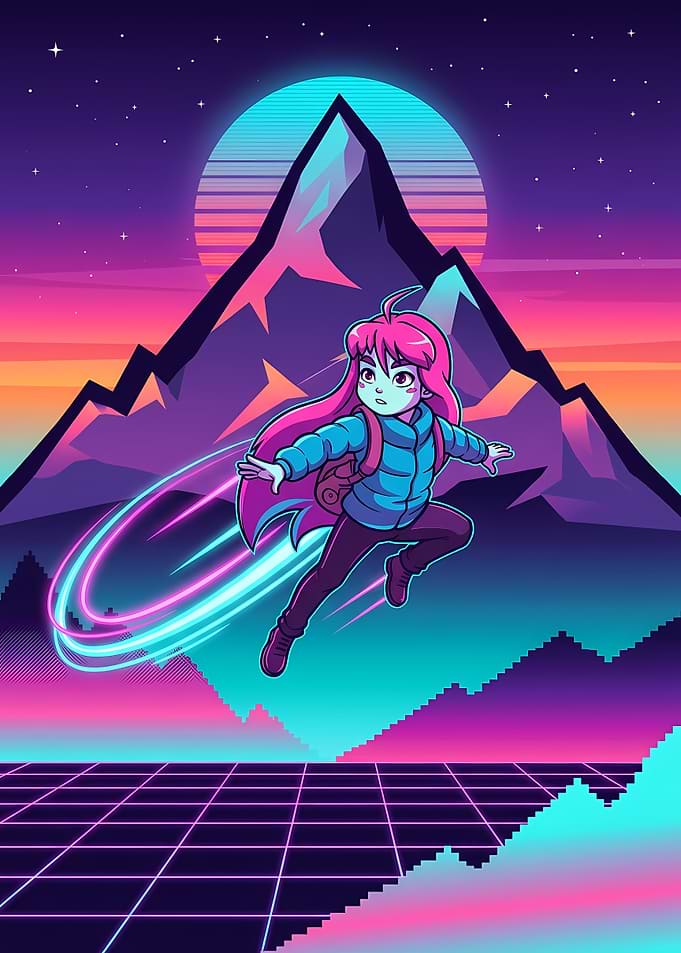 Madeline from Celeste Synthwave Art