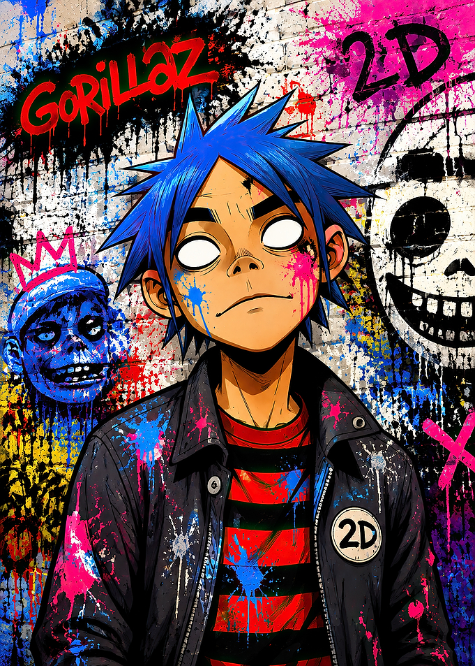 Gorillaz 2D Graffiti Street Art Portrait