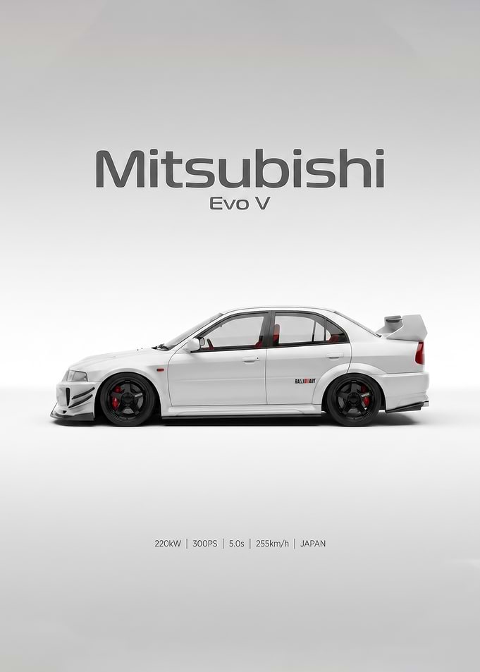 minimalist Mitsubishi Lancer Evolution V Poster