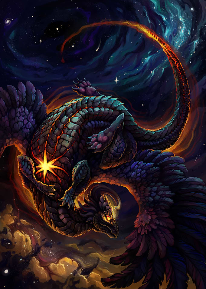 Cosmic Dragon Soaring Through Space