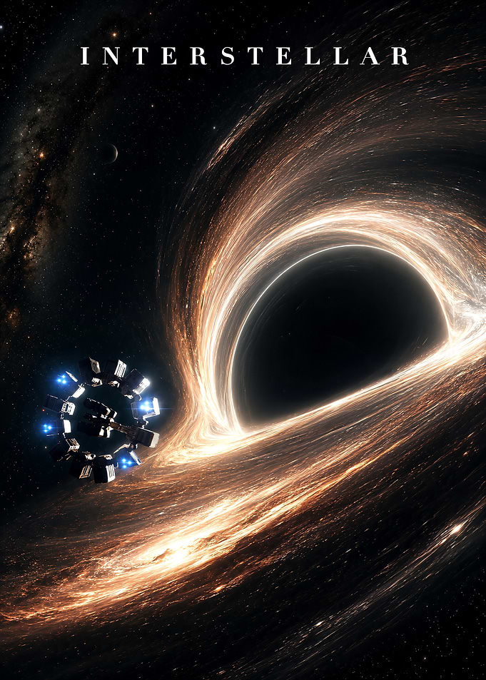 Interstellar Movie Poster with Black Hole