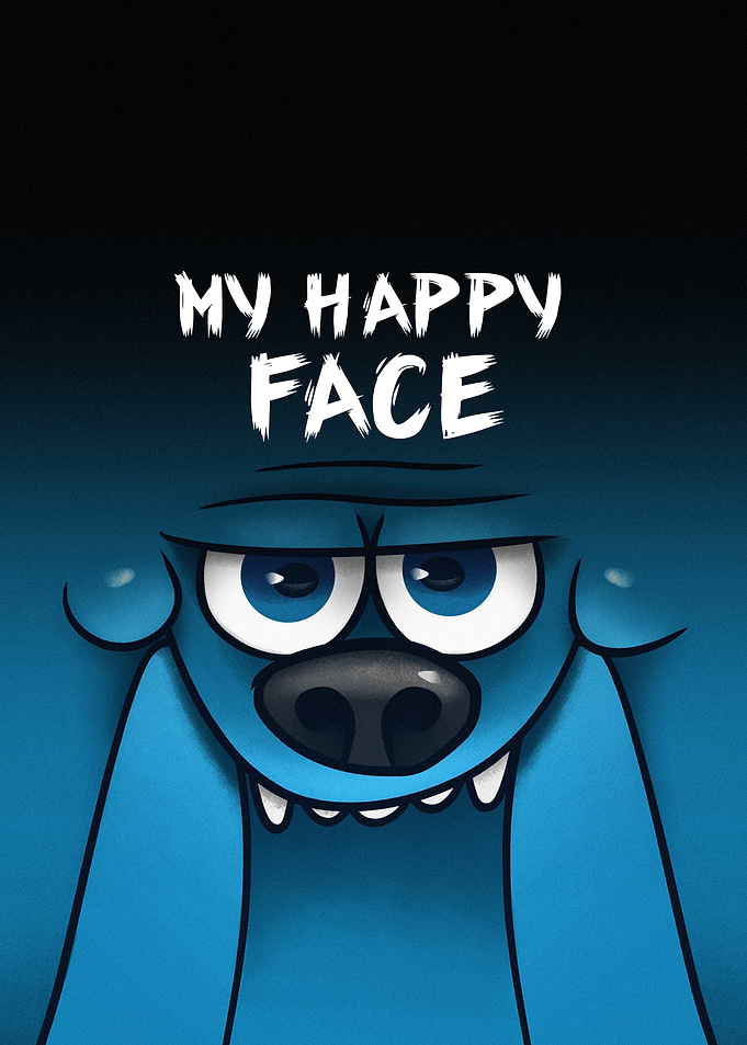 My Happy Face Blue Monster