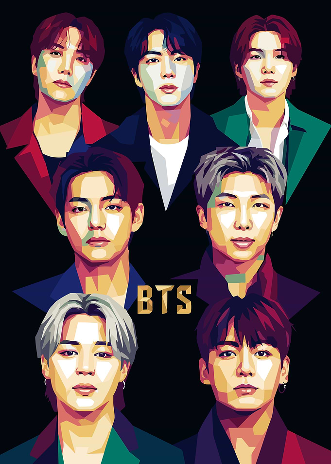 BTS Pop Art Portrait Poster