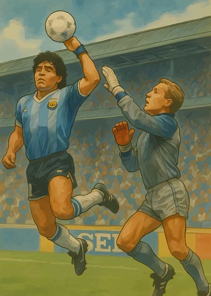 Maradona Hand of God Illustration