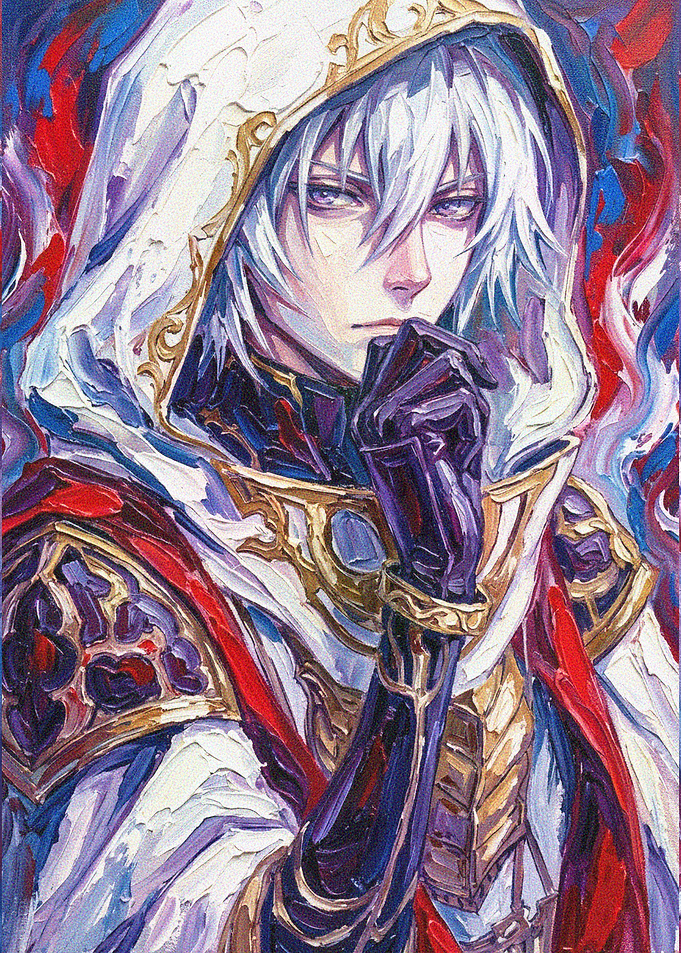 White-Haired Fantasy Warrior Portrait