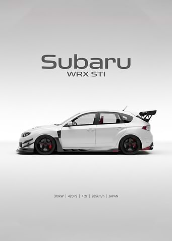minimalist Subaru WRX STI Side Profile Poster
