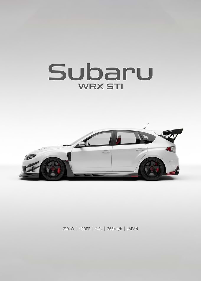 minimalist Subaru WRX STI Side Profile Poster