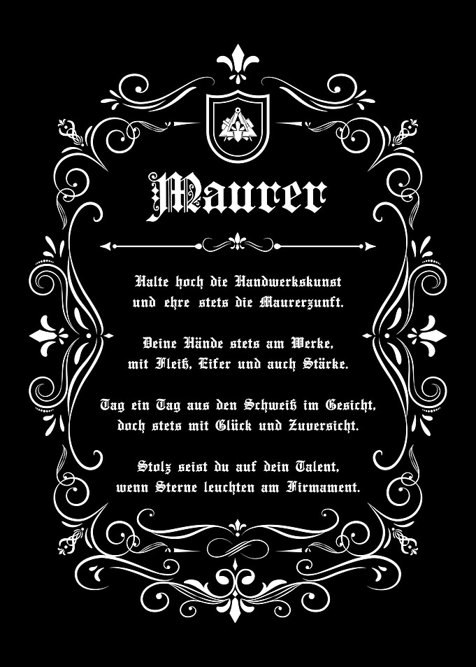 Masonry Craftsmanship German Poem Poster