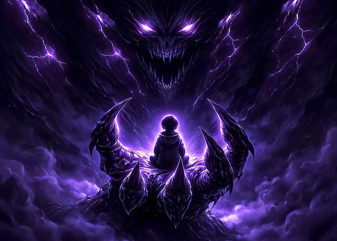 Child Sitting on Giant Monster Hand