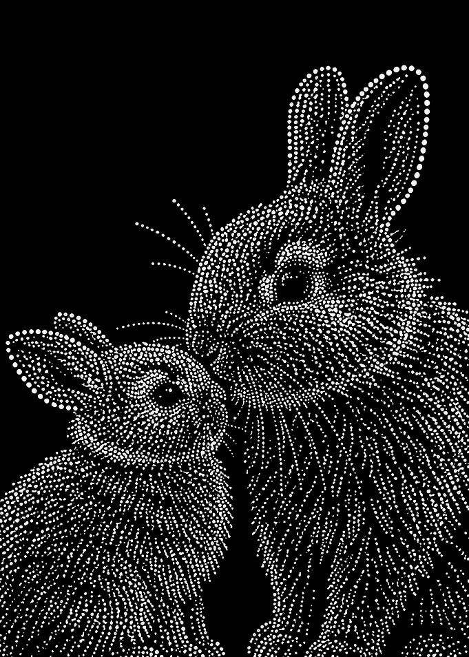 Stippled Art of Two Rabbits