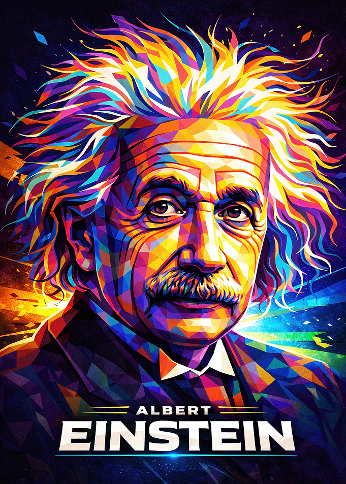 Colorful Geometric Albert Einstein Portrait