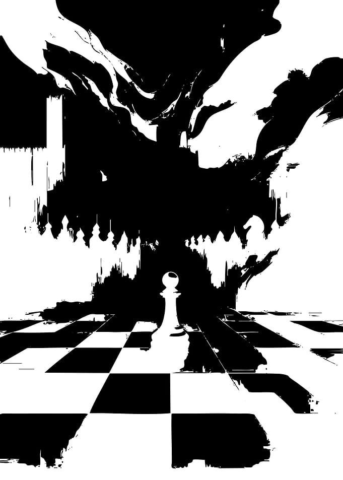 Minimalist Chess Pawn Against Shadow