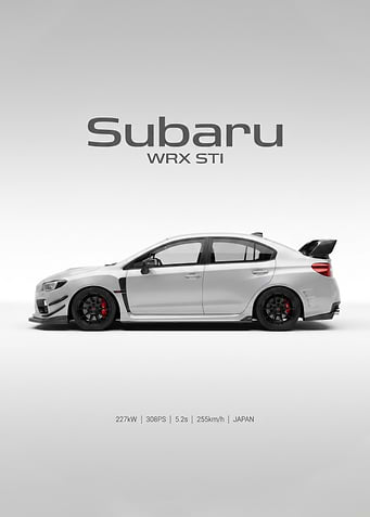 Minimalist 2010 Subaru WRX STI car Poster