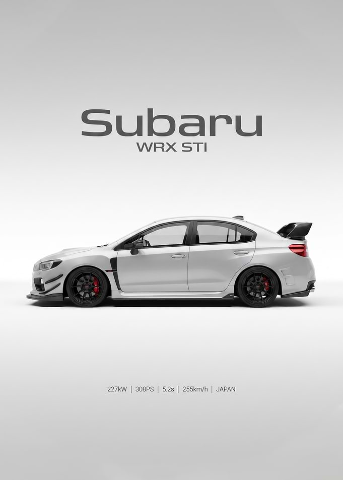 Minimalist 2010 Subaru WRX STI car Poster