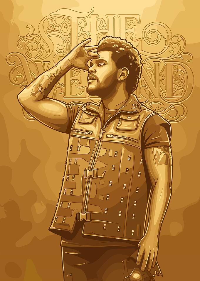The Weeknd Monochromatic Portrait Illustration