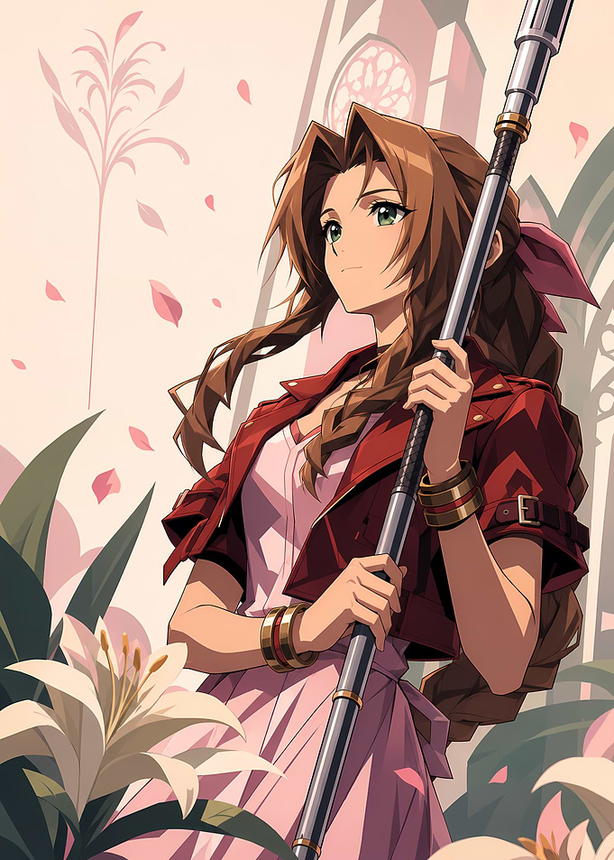 Aerith Gainsborough with Staff