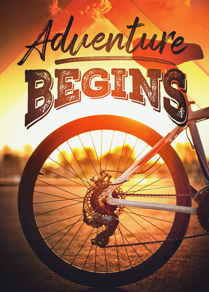 Adventure Begins Bicycle Sunset Poster