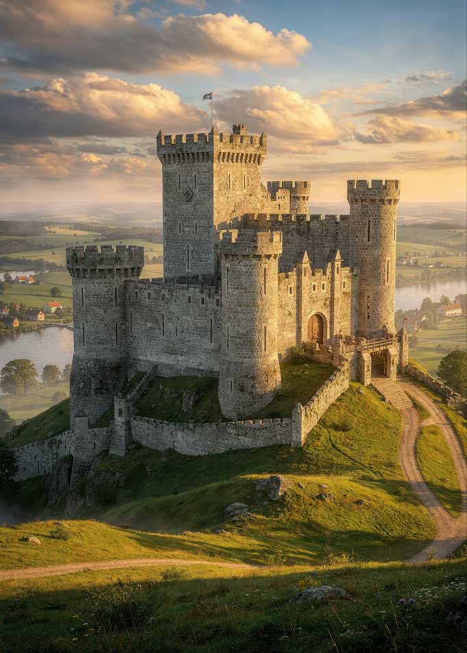 Majestic Medieval Castle at Sunset