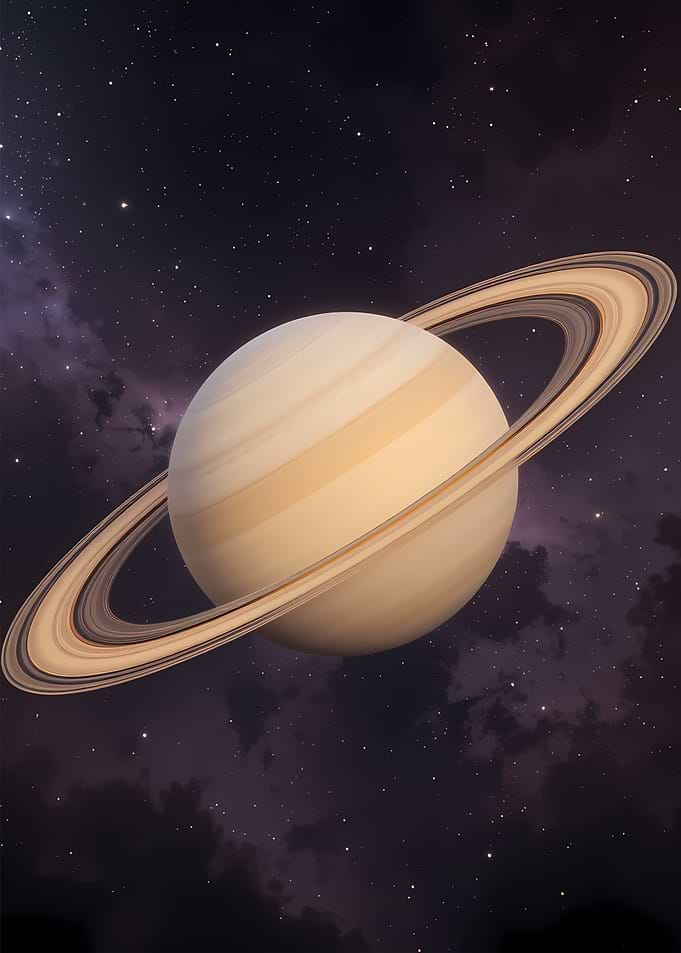 Saturn Planet with Rings in Space