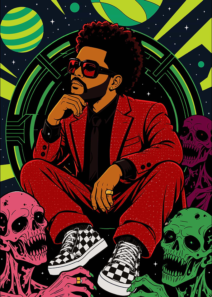 The Weeknd Cosmic Skull Illustration