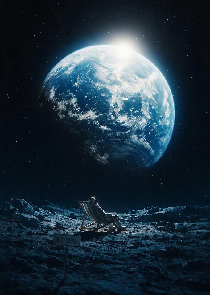 Astronaut Relaxing on the Moon
