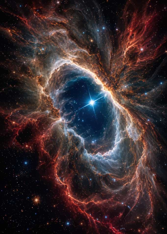 Vibrant Nebula with Central Star