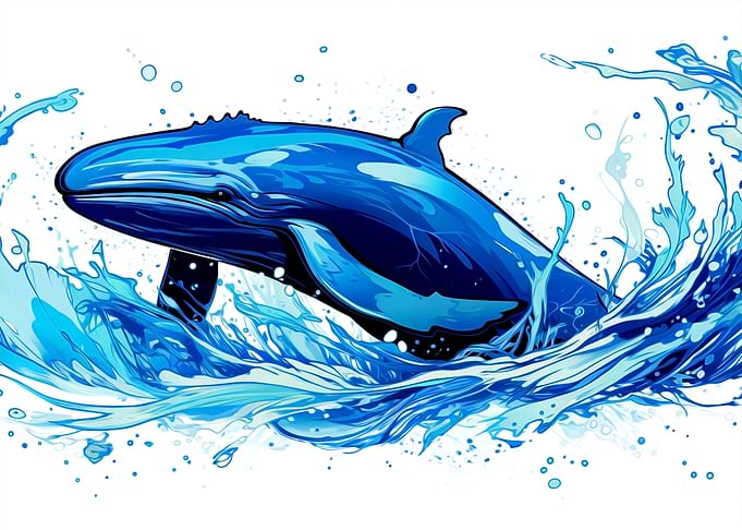Dynamic Blue Whale Splashing Water