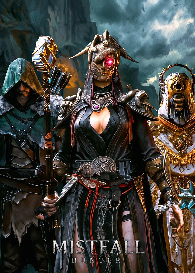 Mistfall Hunter Fantasy Character Trio