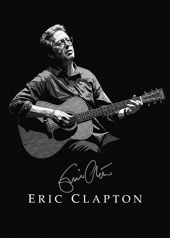 Eric Clapton Black and White Portrait
