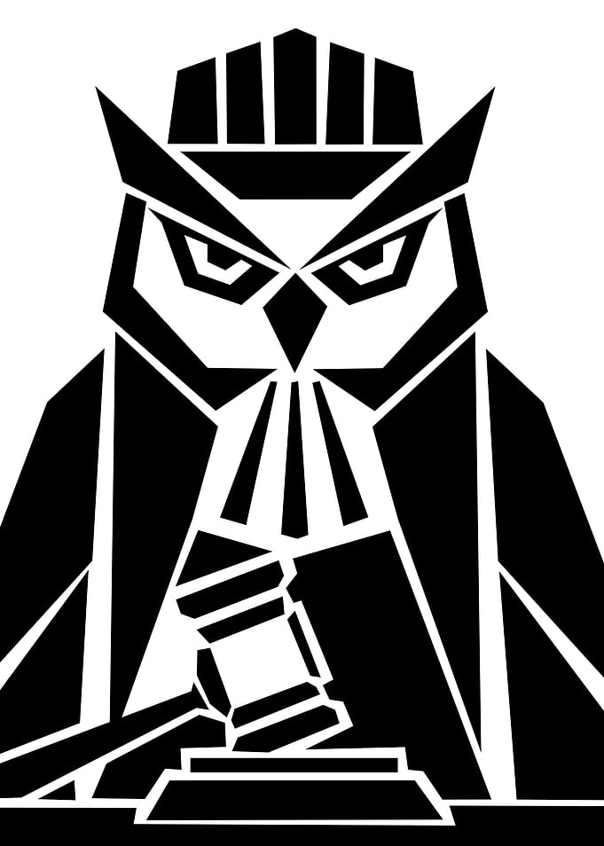 Minimalist Owl Judge with Gavel