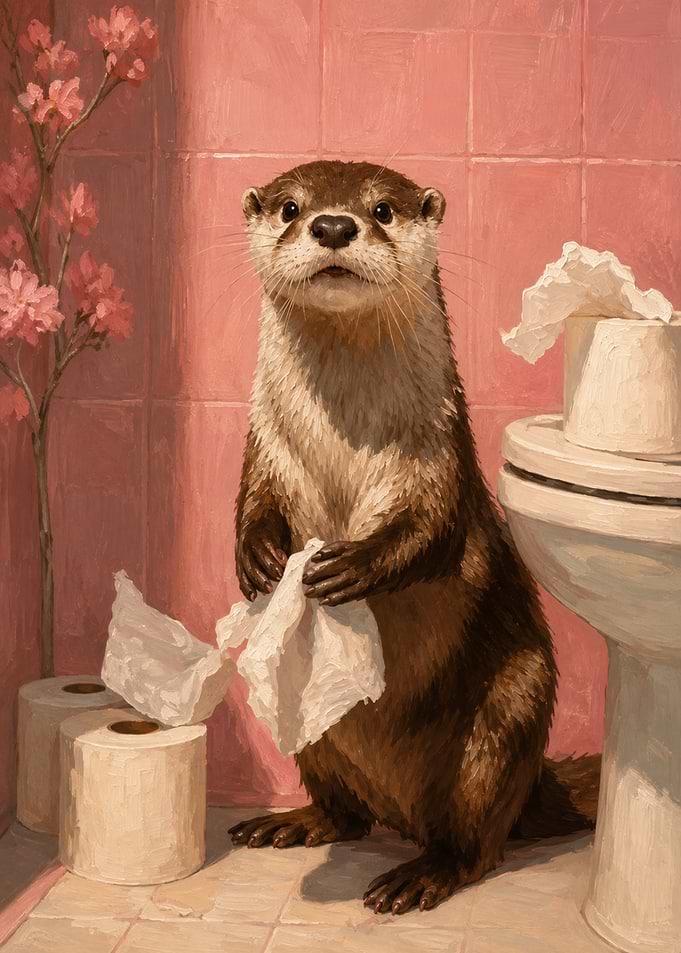 Cute Otter in Pink Bathroom