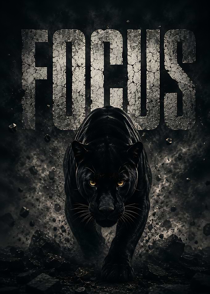 Black Panther Focus Motivational Poster