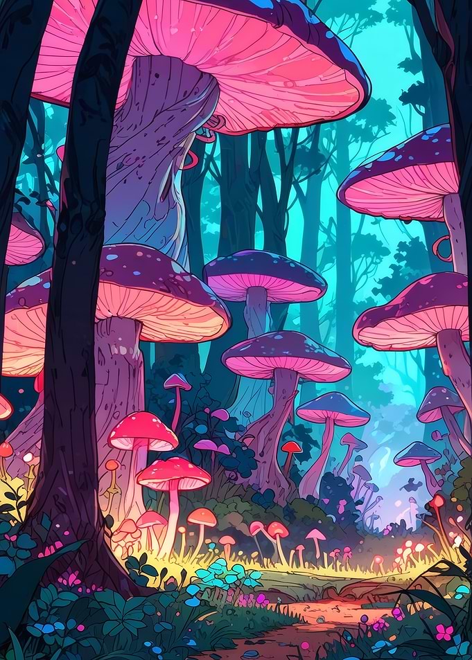 Enchanted Glowing Mushroom Forest