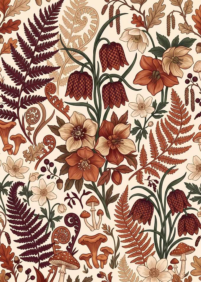 Autumnal Botanical Forest Floor Pattern