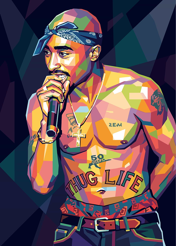 Colorful Geometric Tupac Shakur Portrait