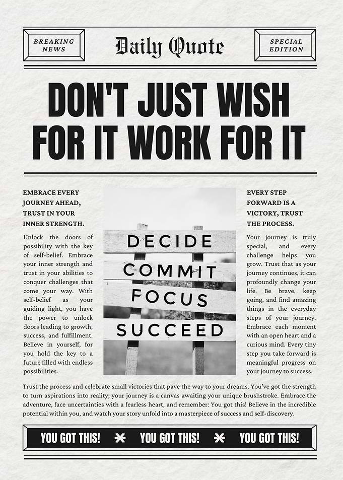 Inspirational Daily Quote Newspaper Poster