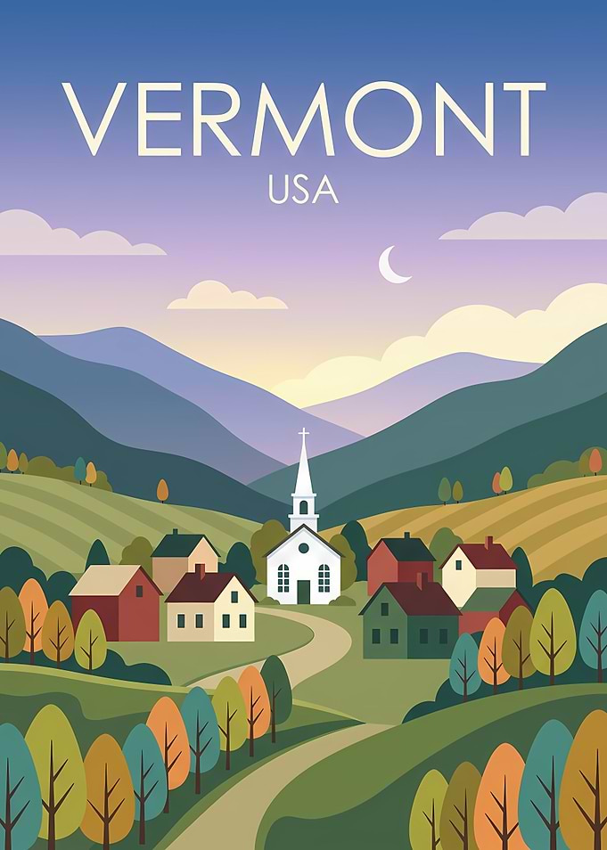 Vermont USA Travel Poster