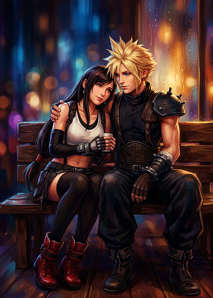 Cloud and Tifa Romantic Moment