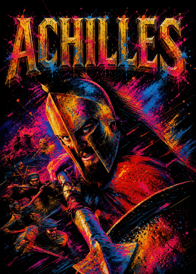 Achilles Warrior Splatter Art Poster