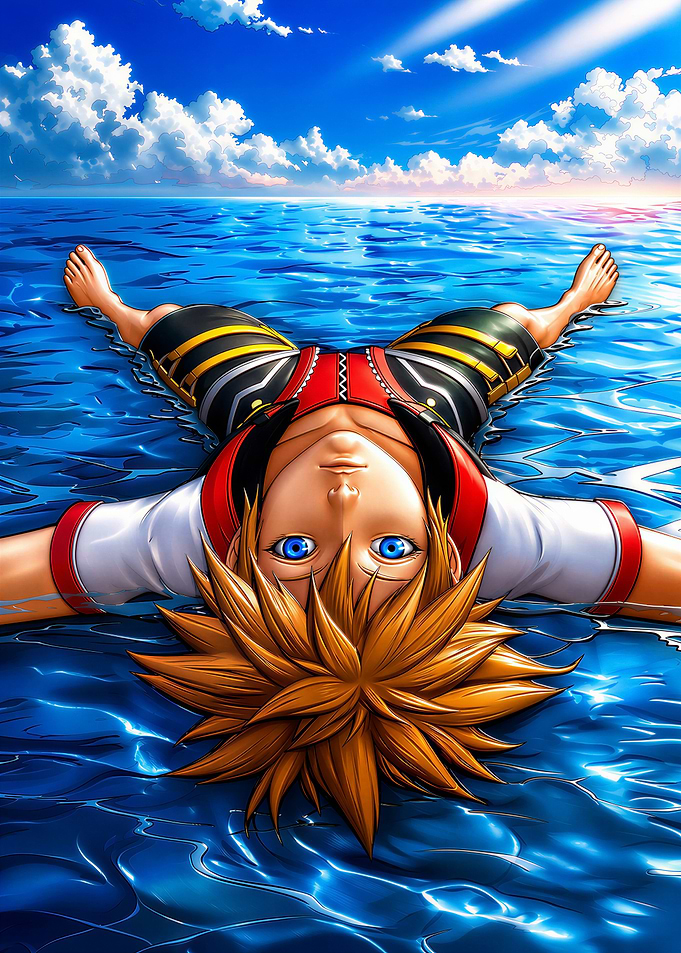 Sora Floating in Water Kingdom Hearts