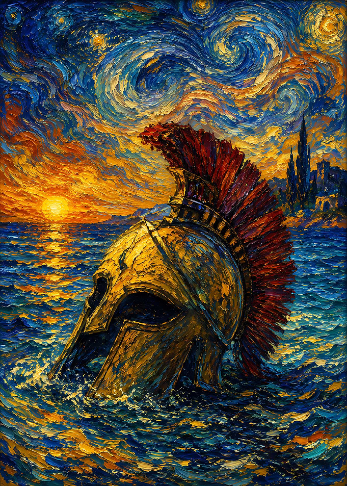 Spartan Helmet in Starry Sea