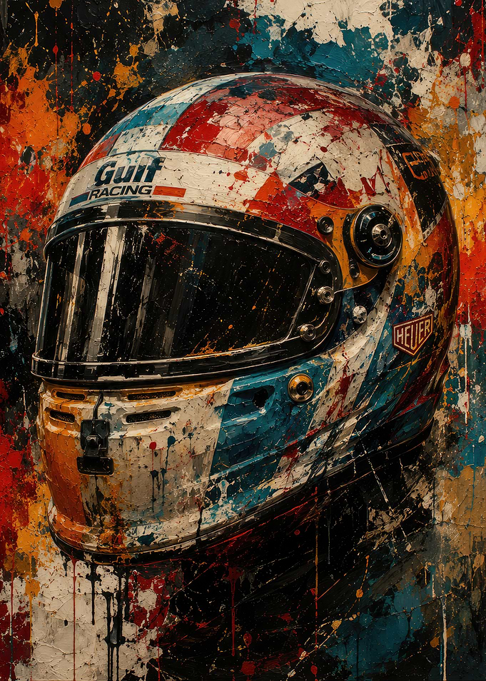 Gulf Racing Helmet Abstract Art