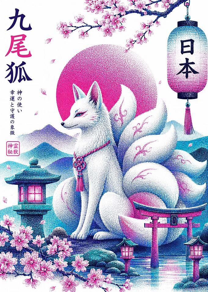 Nine-Tailed Fox Japanese Art