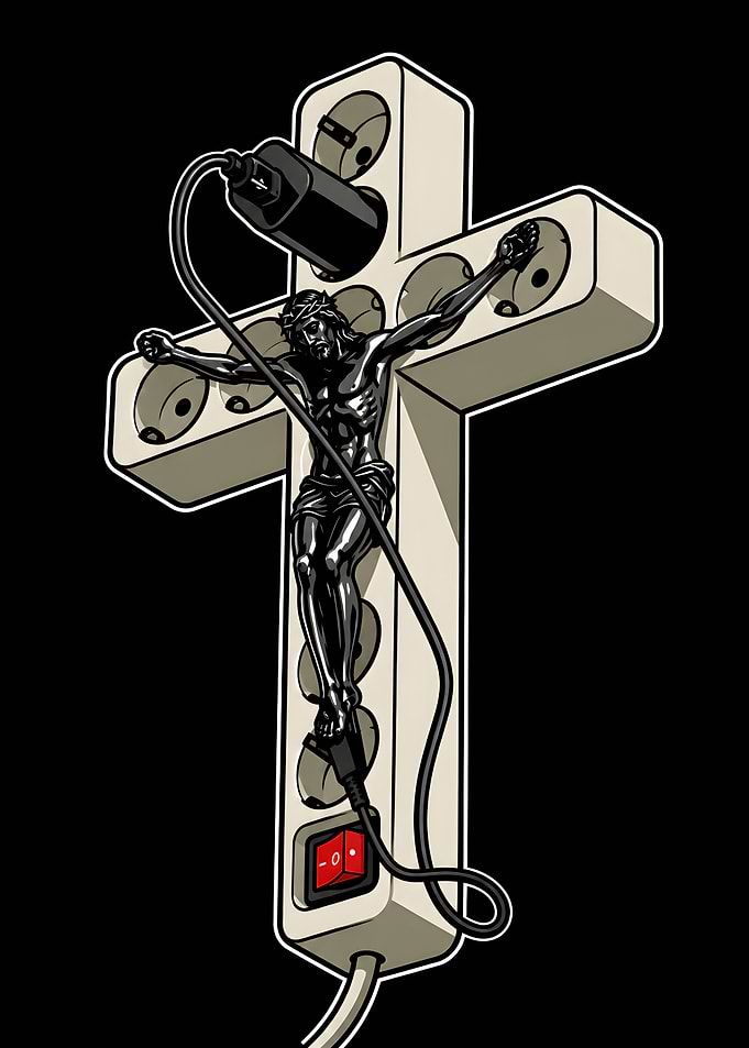 Jesus on a Power Strip Cross